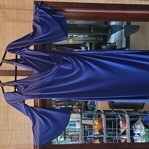 New Venus Blue Long Cold Shoulder Dress, size Medium
